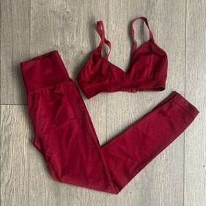 Red Sports Bra and Leggings Set